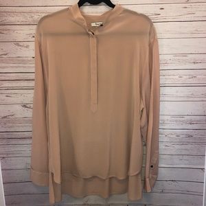 Madewell Blush Pink Silk Blouse Size XL Top FLAW